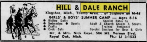 Hill and Dale Ranch - Mar 1962 Ad (newer photo)